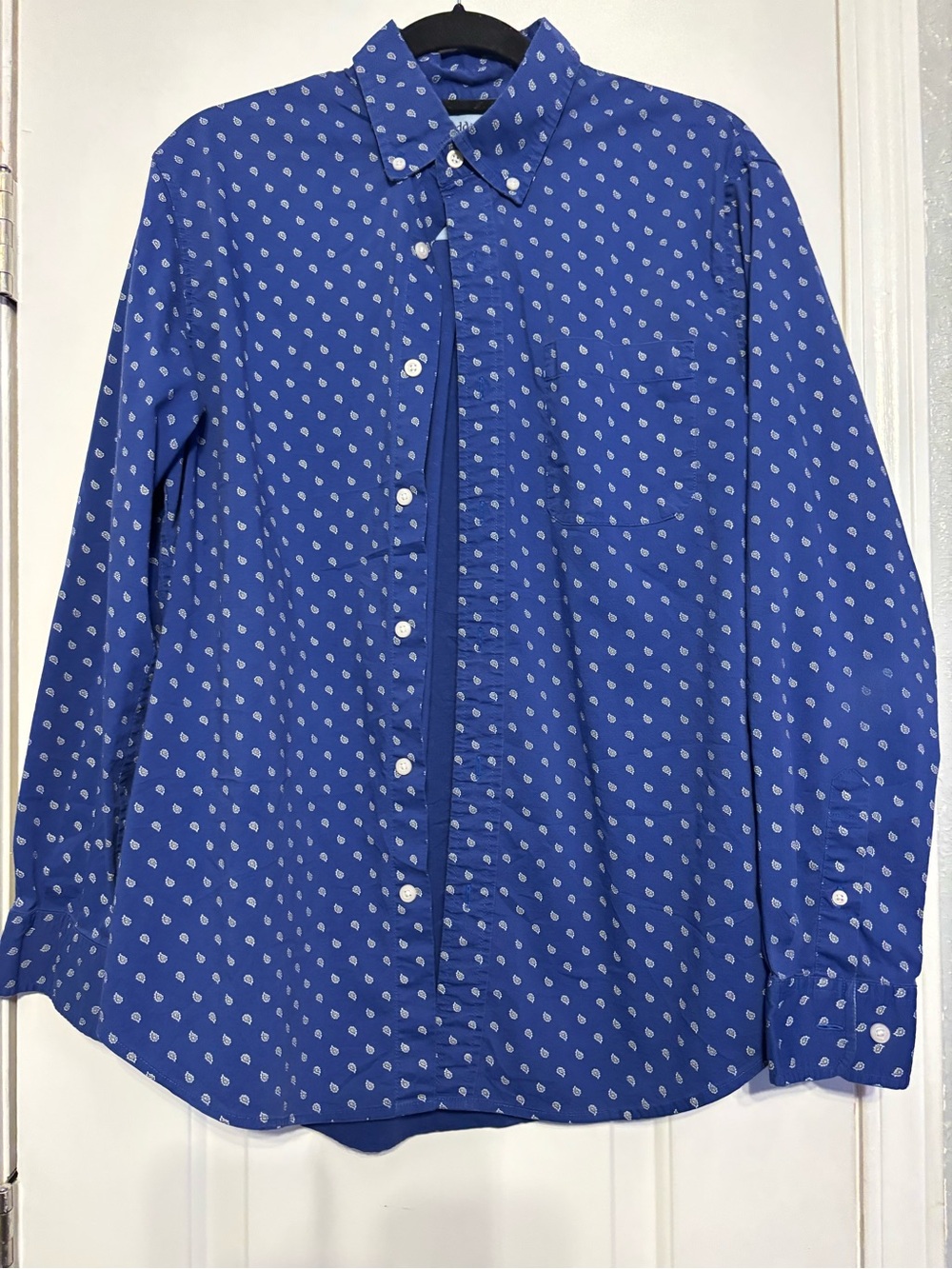 Saddlebred Royal Blue Button-Down Shirt with White Dot Print